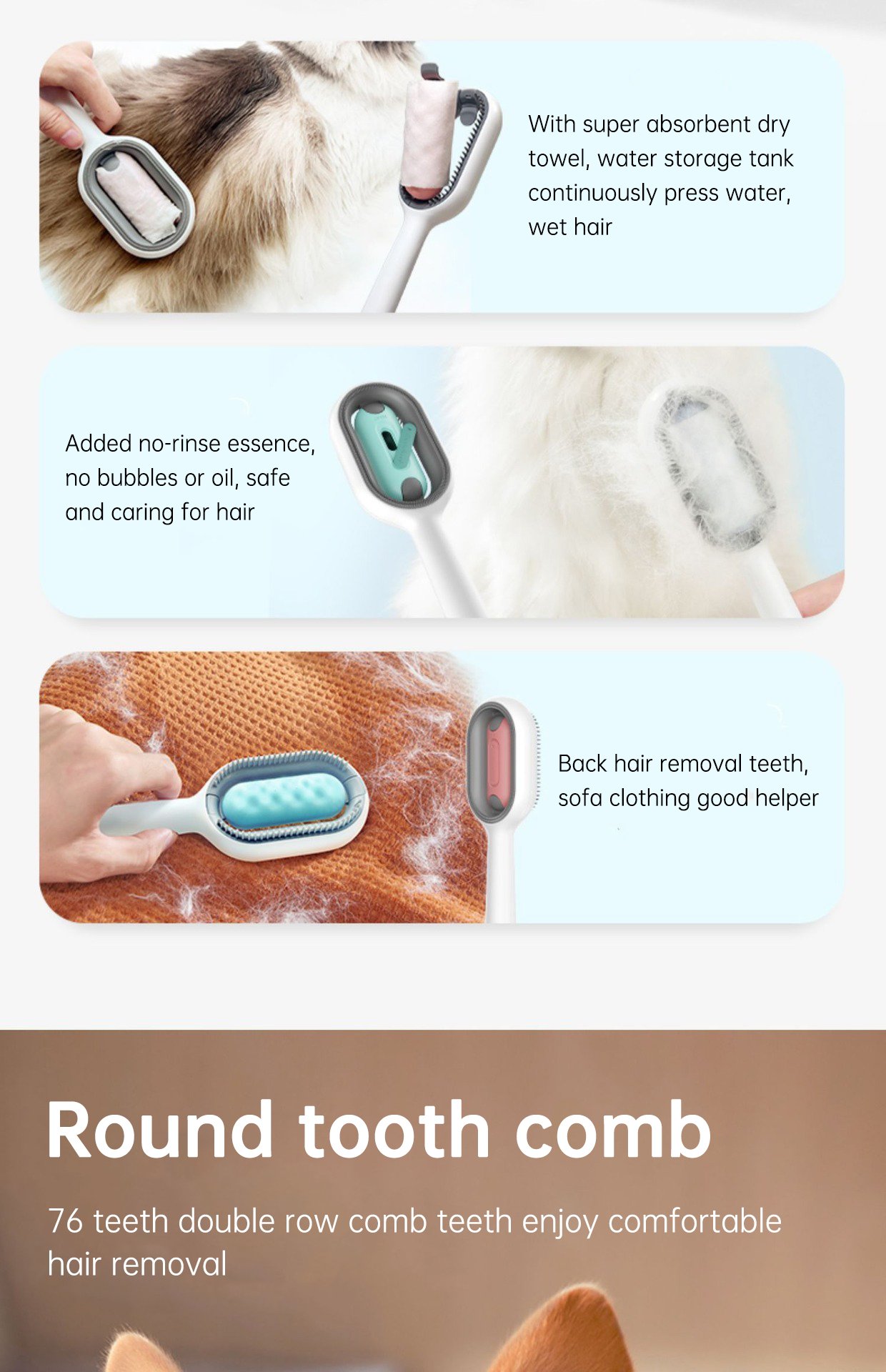 2 In 1 Hair Removal Cleaning Double Sided Bath Brush - Image 35